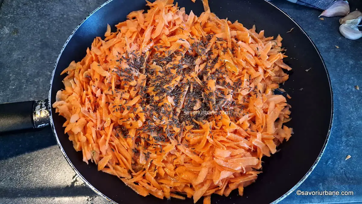 preparare reteta turceasca de salata de morcovi cu dressing cremos de iaurt cu usturoi (1)