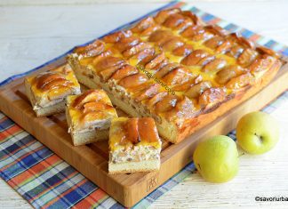 Prăjitură cu brânză și mere – cu blat pufos din aluat dospit Prăjitură cu brânză și mere - cu blat pufos reteta savori urbane