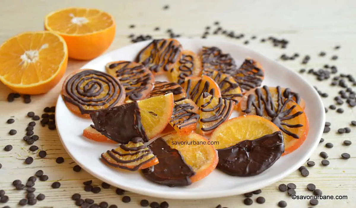 Felii de portocală confiate și decorate cu ciocolată reteta savori urbane