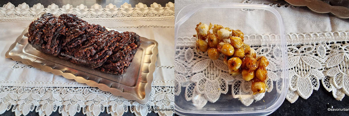 decorare cozonac rocher cu alune caramelizate si ciocolata