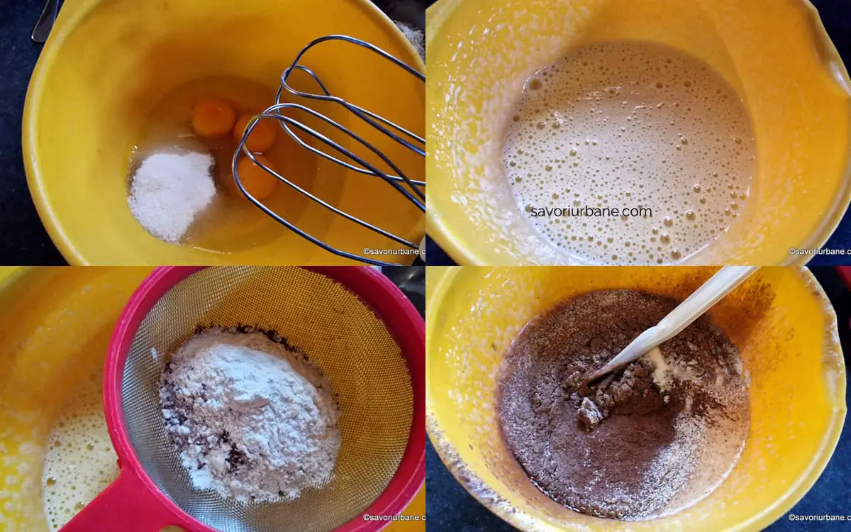 preparare aluat pufos pentru foi rulada cu cacao din oua intregi