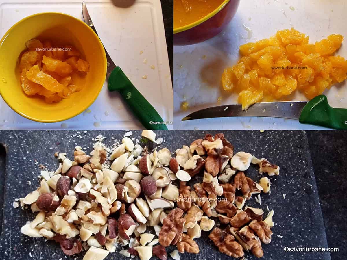 cum se fileteaza portocalele cu se toaca mix de nuci alune