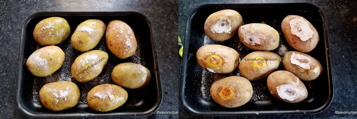 Cum se coc cartofii întregi, în coajă