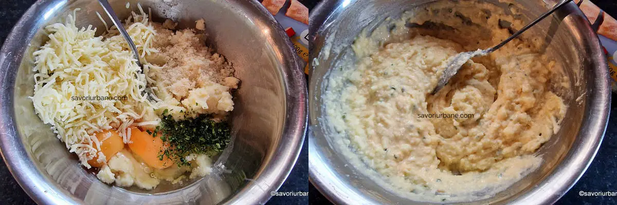 Cum se face umplutura cremoasă din piure rece de cartofi oua mozzarella parmezan