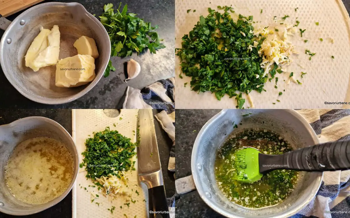 preparare unt topit cu usturoi patrunjel verde sare pentru uns lipiile