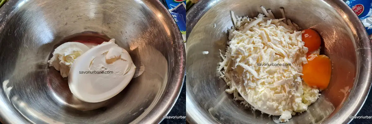 preparare umplutura crema de branza cu spanac ricotta usturoi telemea paste gratinate (1)