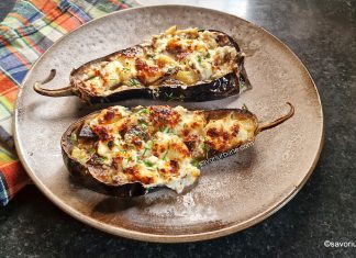 Vinete Quattro Formaggi – vinete crestate și gratinate cu brânză (la air fryer sau la cuptor) Vinete Quattro Formaggi - vinete crestate și gratinate cu brânză (la air fryer sau la cuptor) reteta savori urbane