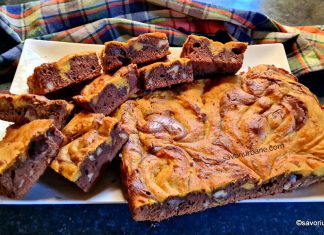 Negresă cu dovleac, ciocolată și nucă – rețeta de Pumpkin Brownie în 2 culori Negresă cu dovleac și nucă - rețeta de Pumpkin Brownie savori urbane