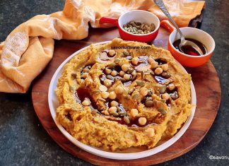 Hummus cu dovleac copt și morcovi rumeniți – rețeta de pastă de năut de post (vegană) Hummus cu dovleac copt și morcovi rumeniți - rețeta de pastă de năut de post (vegană) savori urbane