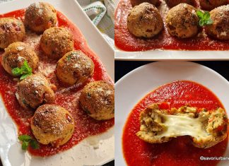 Chiftele din vinete umplute cu brânză – rețeta de chifteluțe fără carne rumenite la cuptor sau la air fryer Chiftele de vinete umplute cu brânză - rumenite la cuptor sau la air fryer reteta savori urbane