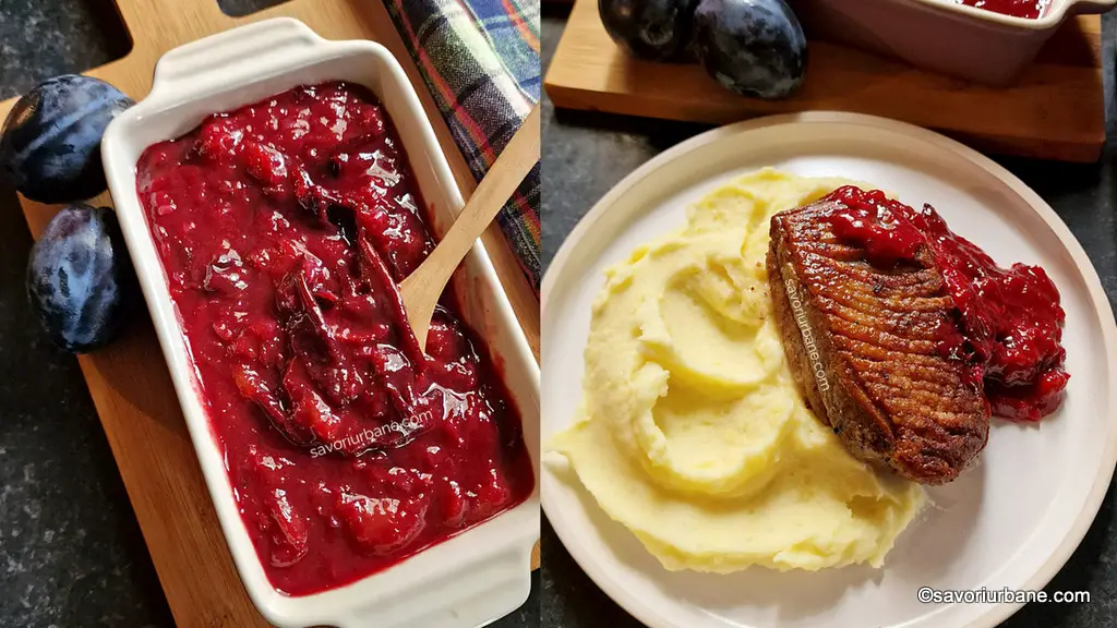Sos de prune dulce-acrișor pentru fripturi (piept de rață, porc) sau cărnuri fierte (rasol) reteta savori urbane